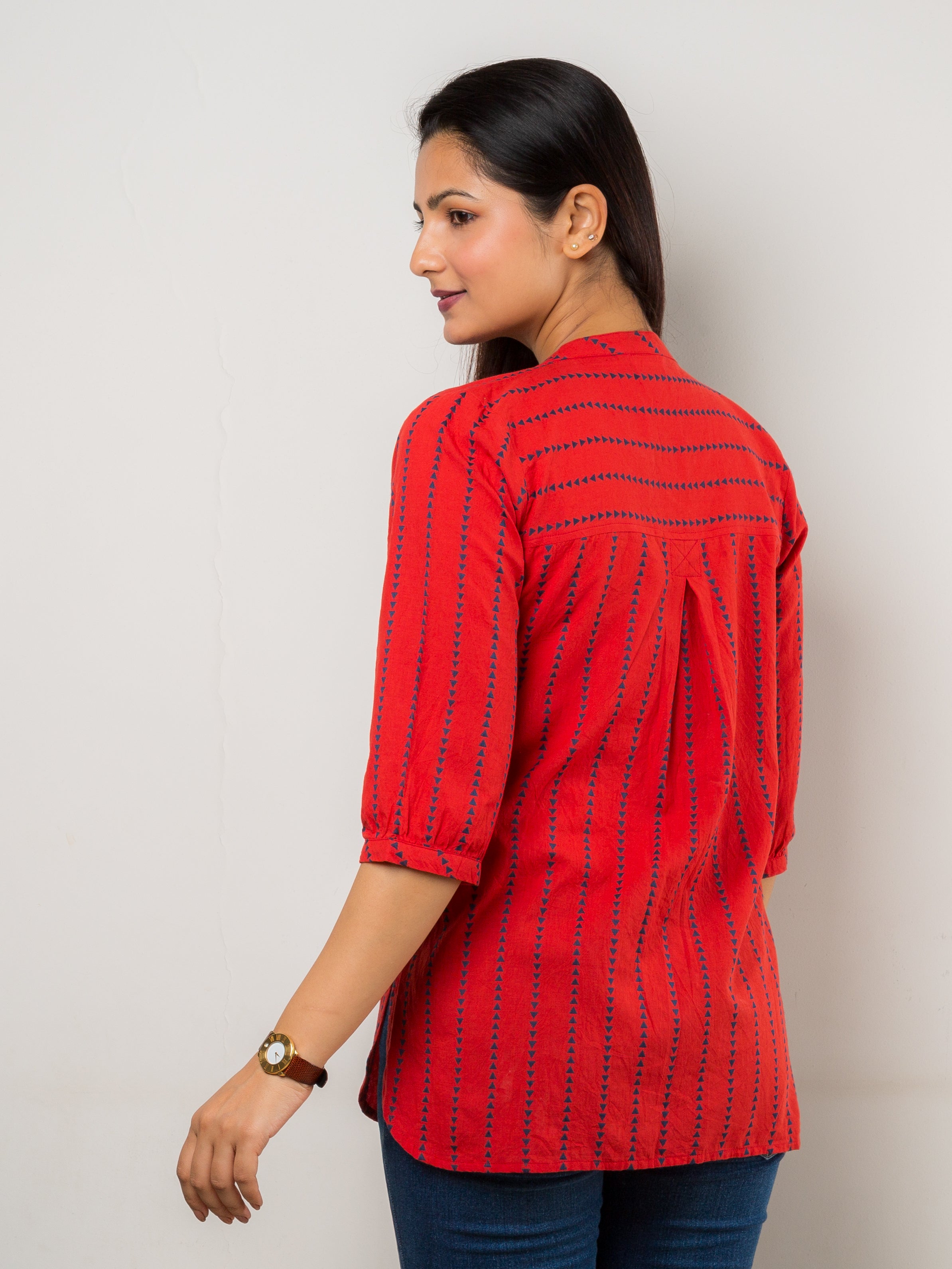 Women's Cotton Tunic in Red - Back