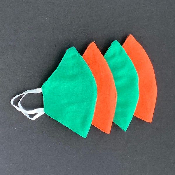 Double Layered Mask - Pack of Four - Orange & Green