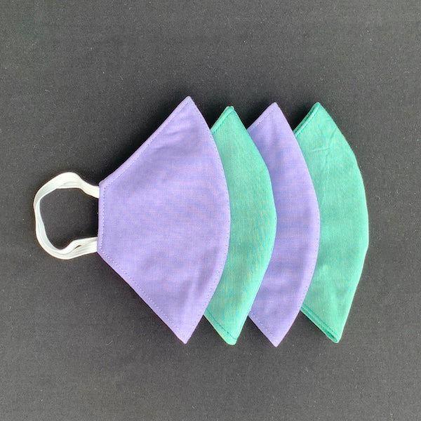 Double Layered Mask - Pack of Four - Green & Purple